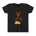 Youth Tee - Cute Black Girl Heart Pose Graphic with Yellow Butterflies