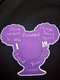 Black Girl Affirmation Mirror | I Am Black A Queen | Purple, White Edition