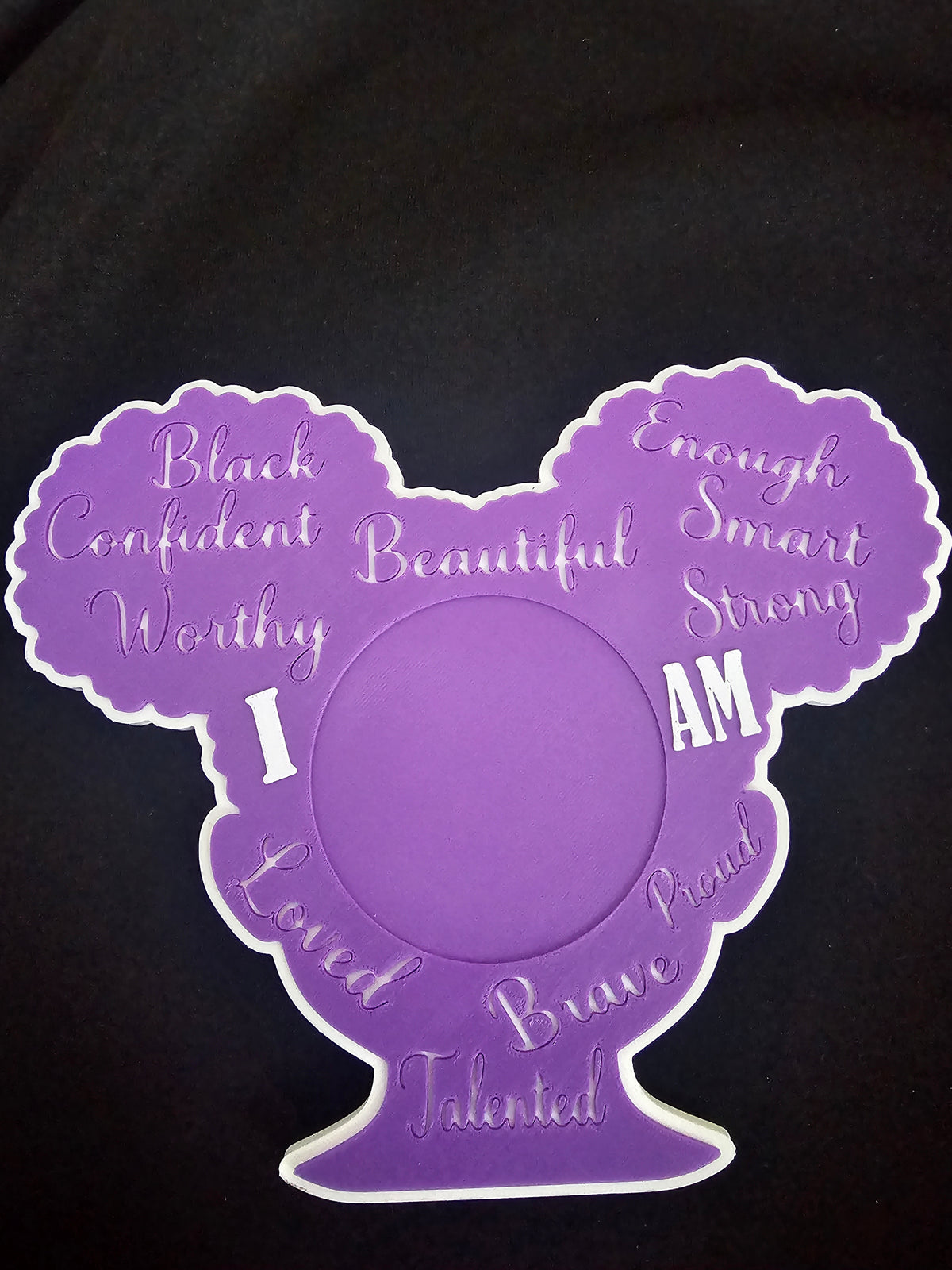 Black Girl Affirmation Mirror | I Am Black A Queen | Purple, White Edition