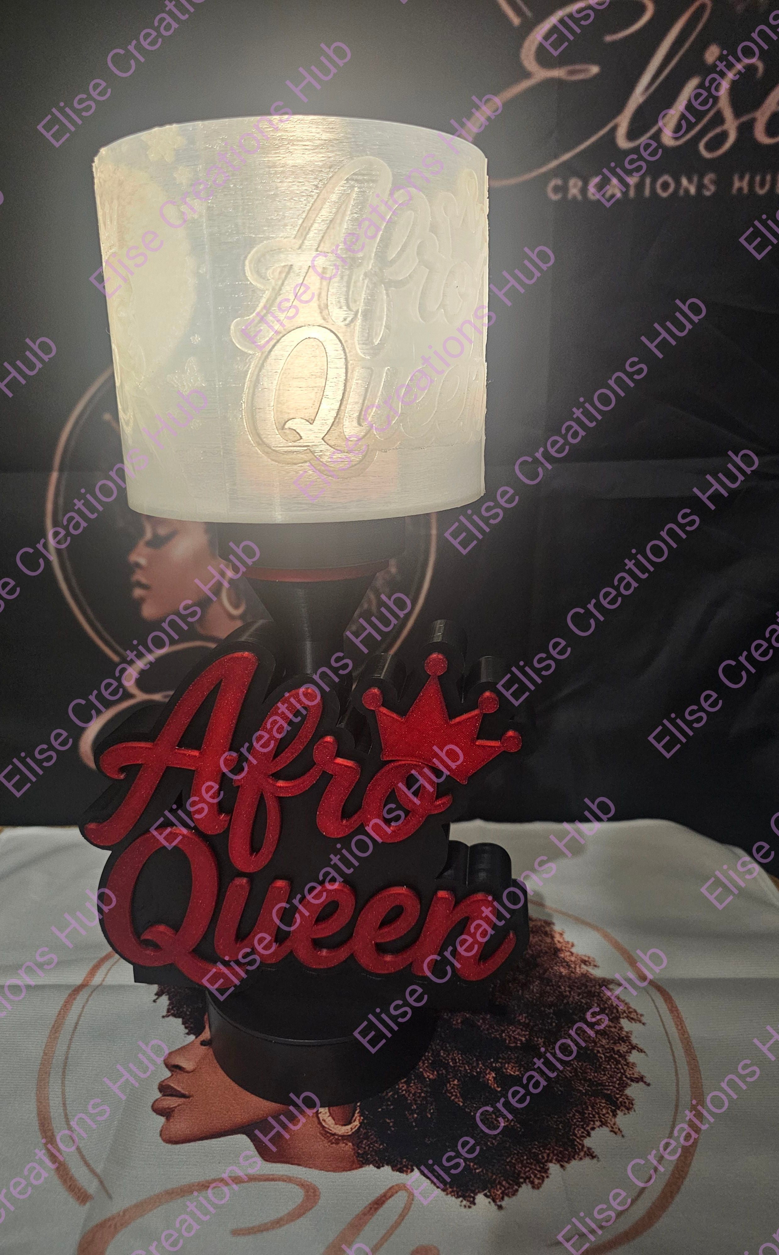 ✨ Afro Queen 3D Printed LED Lamp | Handmade Black Girl Magic Bedroom Decor | Unique Gift for Her