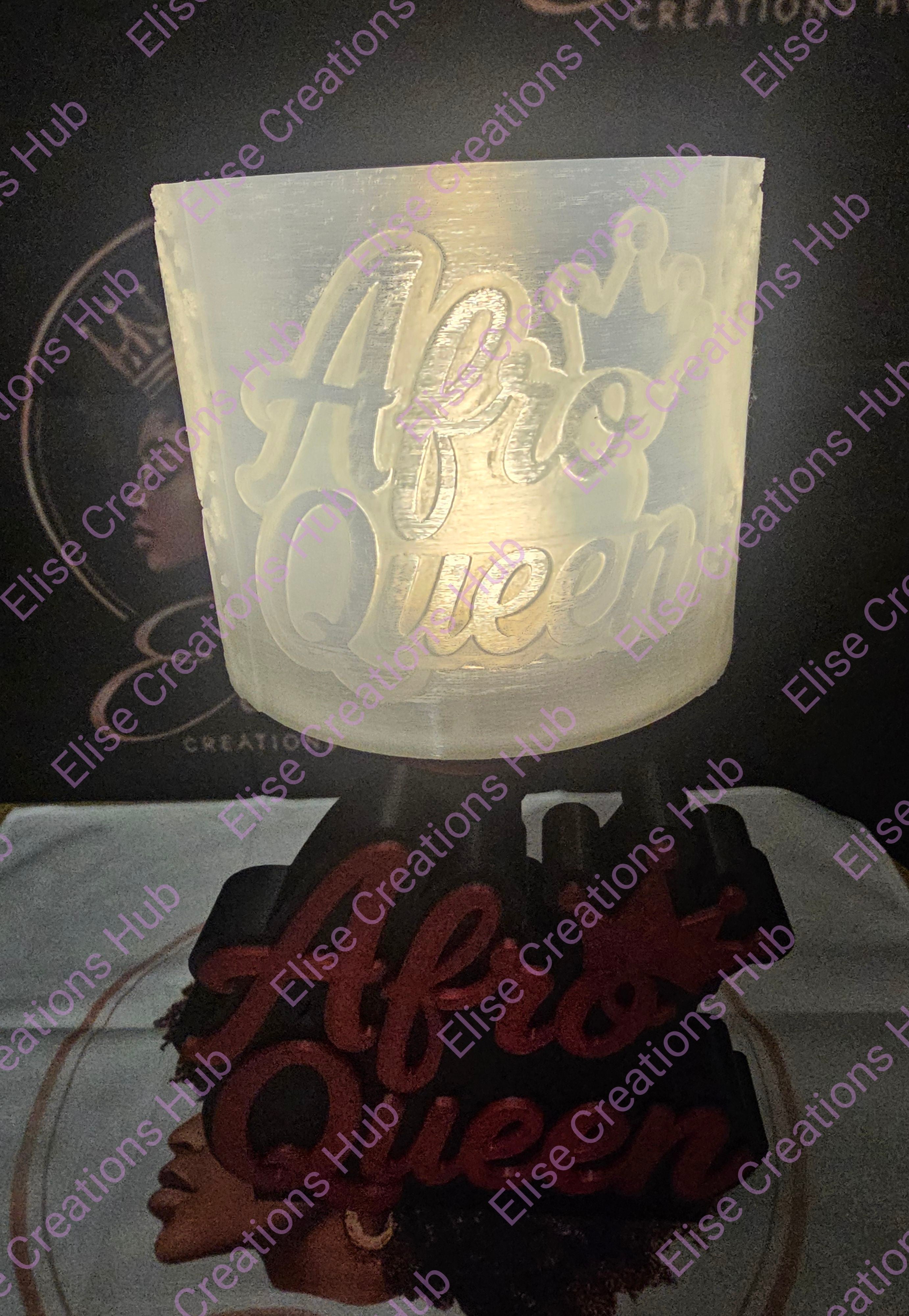 ✨ Afro Queen 3D Printed LED Lamp | Handmade Black Girl Magic Bedroom Decor | Unique Gift for Her