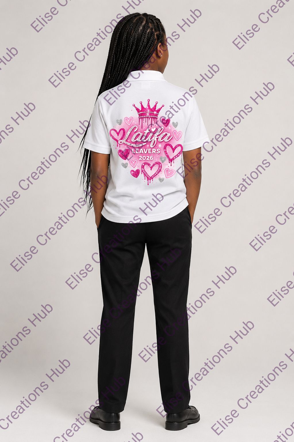 Personalised School Leavers 2026 Shirt | Custom Name School Leavers Polo | Pink Crown Design
